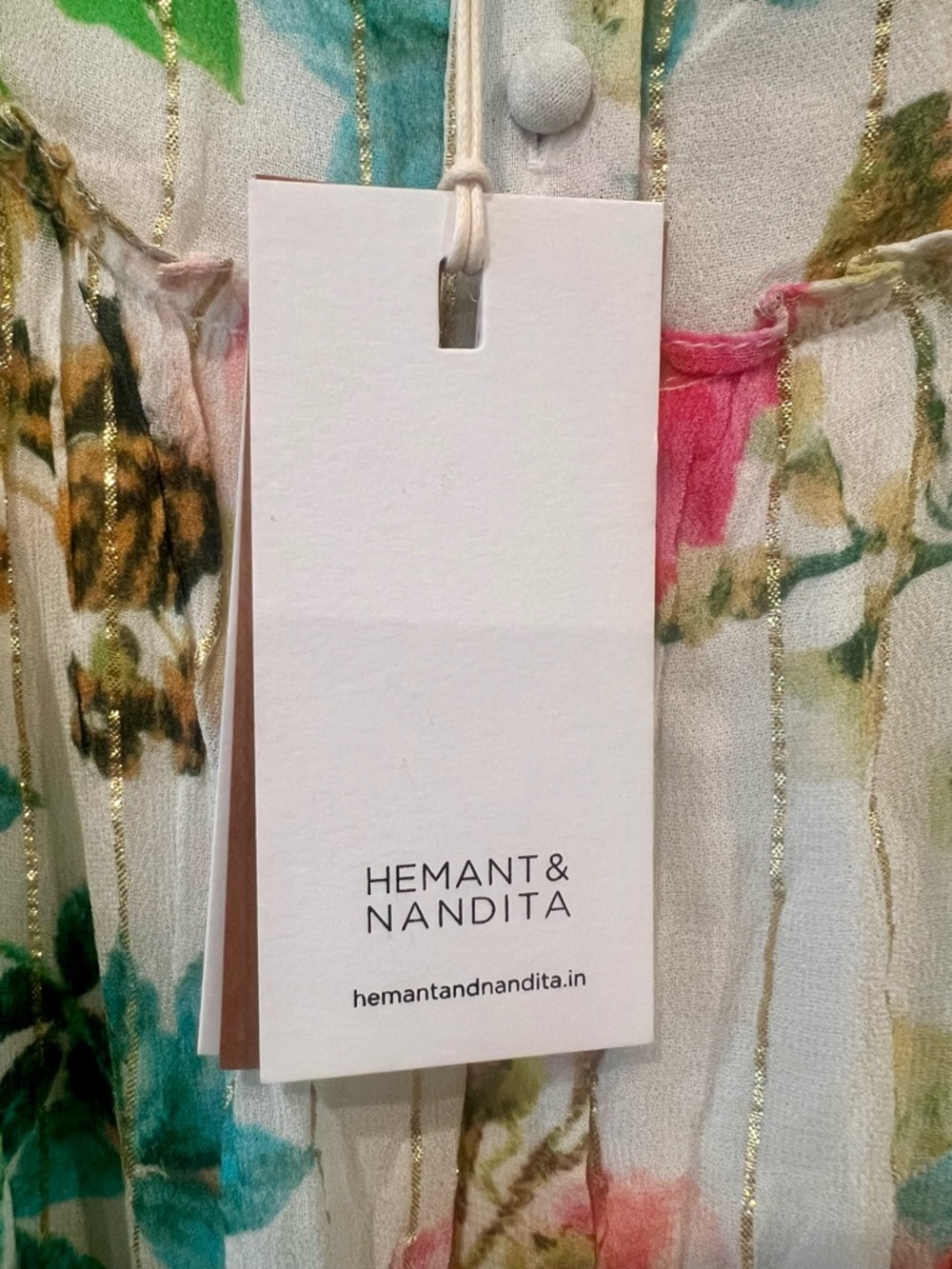 NWT HEMANT & NANDITA Tricolor “Jolie” Floral Maxi Dress - L - Picture 6 of 10